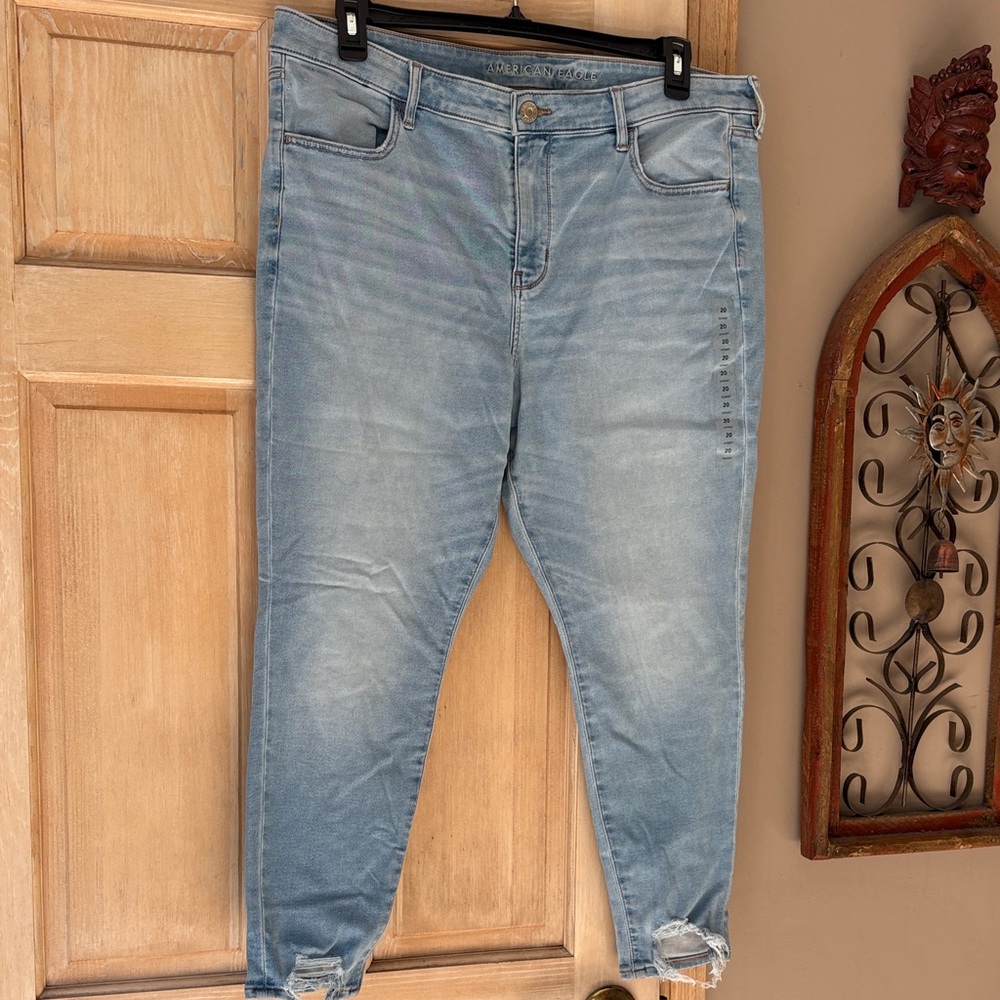 American Eagle Faded Blue Skinny Soft Knit Jegging Jeans Size 20 Short